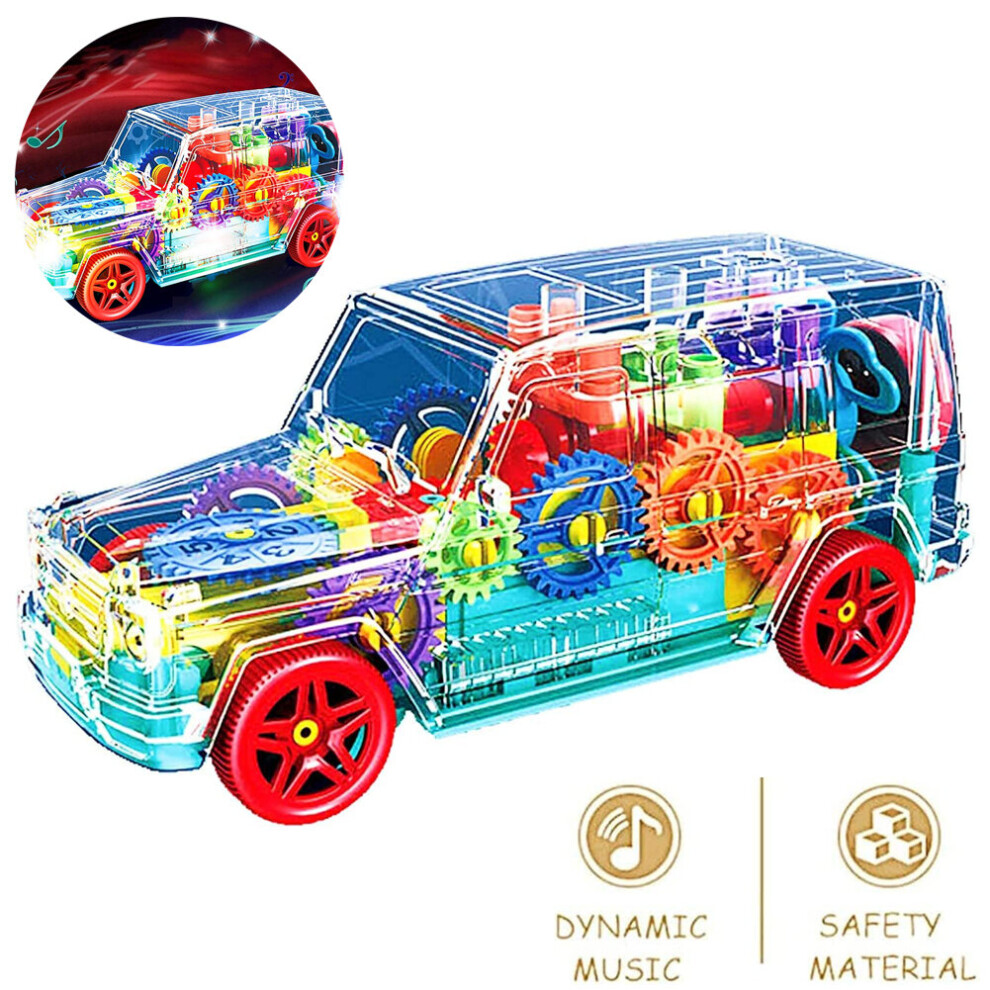 Electric Gear Car Toy Transparent Light Up Toy Car with Music & Lights