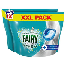 Fairy Non-Bio Platinum PODS, Washing Liquid Laundry Detergent Tablets / Capsules, 120 Washes (60 x 2) with Extra Stain Removal