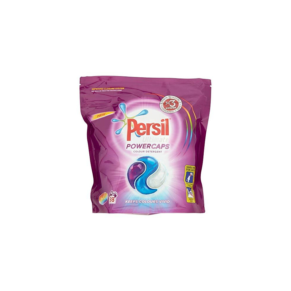 Persil 3-in-1, Colour Washing And Stain Removal Capsules, Clean And Fresh Fragrance Laundry Detergent For Clothes, Large Family Pack 38 Washes (1