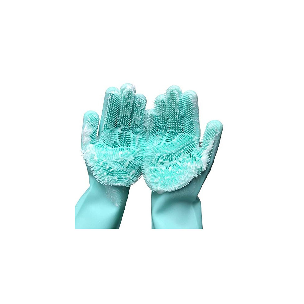 Magic Dishwashing Cleaning Sponge Gloves Reusable Silicone Brush Scrubber Gloves Heat Resistant for Dishwashing Kitchen Bathroom Cleaning Pet Hai-image-OPC-PB25WFY-NEW