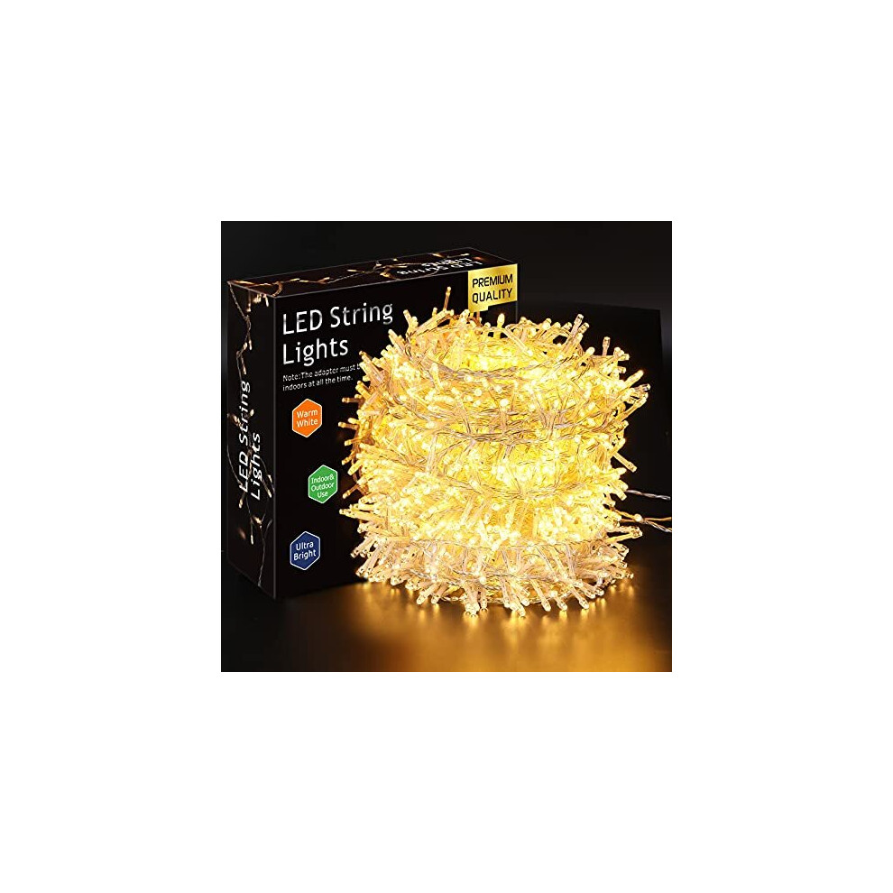 Elktry 1000LED 25M Christmas Lights Outdoor/Indoor, Christmas Tree Lights Warm White Mains Powered,8 Modes Waterproof Christmas Fairy Lights for