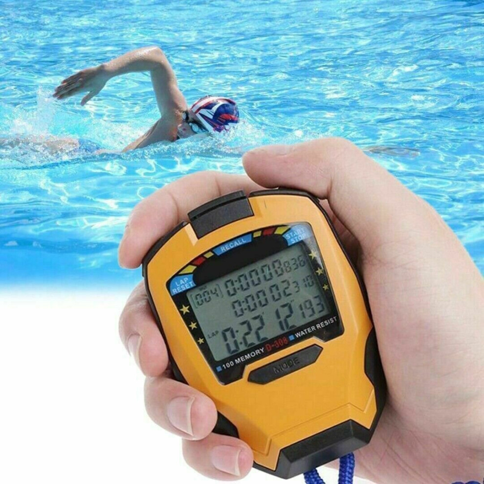 Digital Handheld Sports Stopwatch LCD Stop Watch Timer Alarm Counter