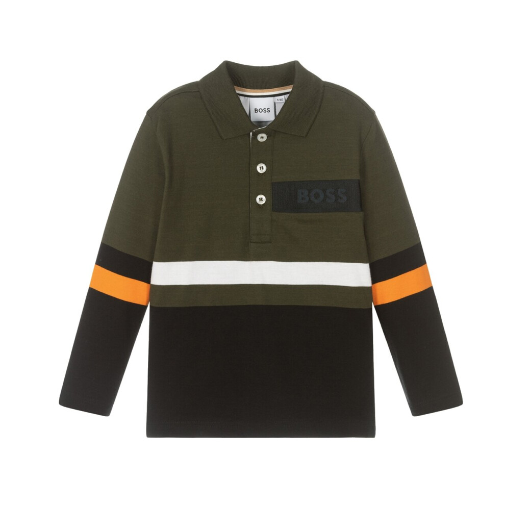 (14 Years) Hugo Boss Junior's J25M35 Long Sleeved Polo Shirt Green