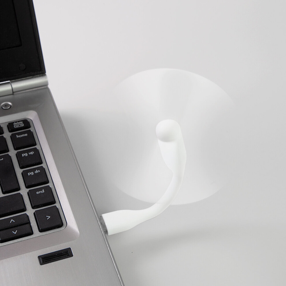 (White USB Fan) Laptop Mini USB Fan Black or White Portable Cooling Lightweight PC MAC Cooler