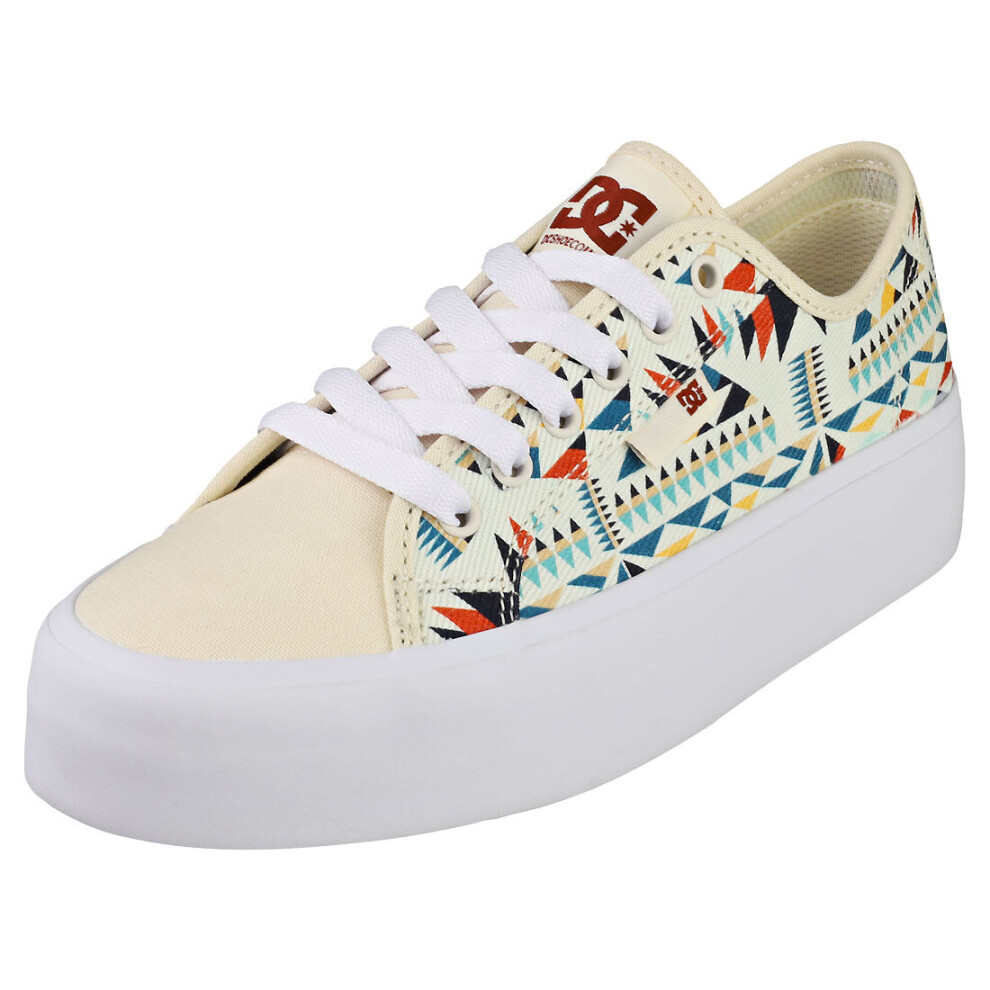 DC Shoes Manual Platform Womens Fashion Trainers in Off White Multicolour - 3.5 UK