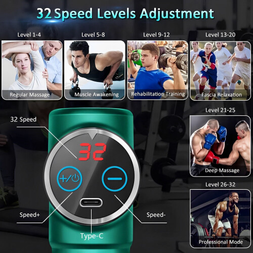 (Grey 32 Speed with Touch LCD) LCD Massage Gun Massager Percussion Vibrating 2