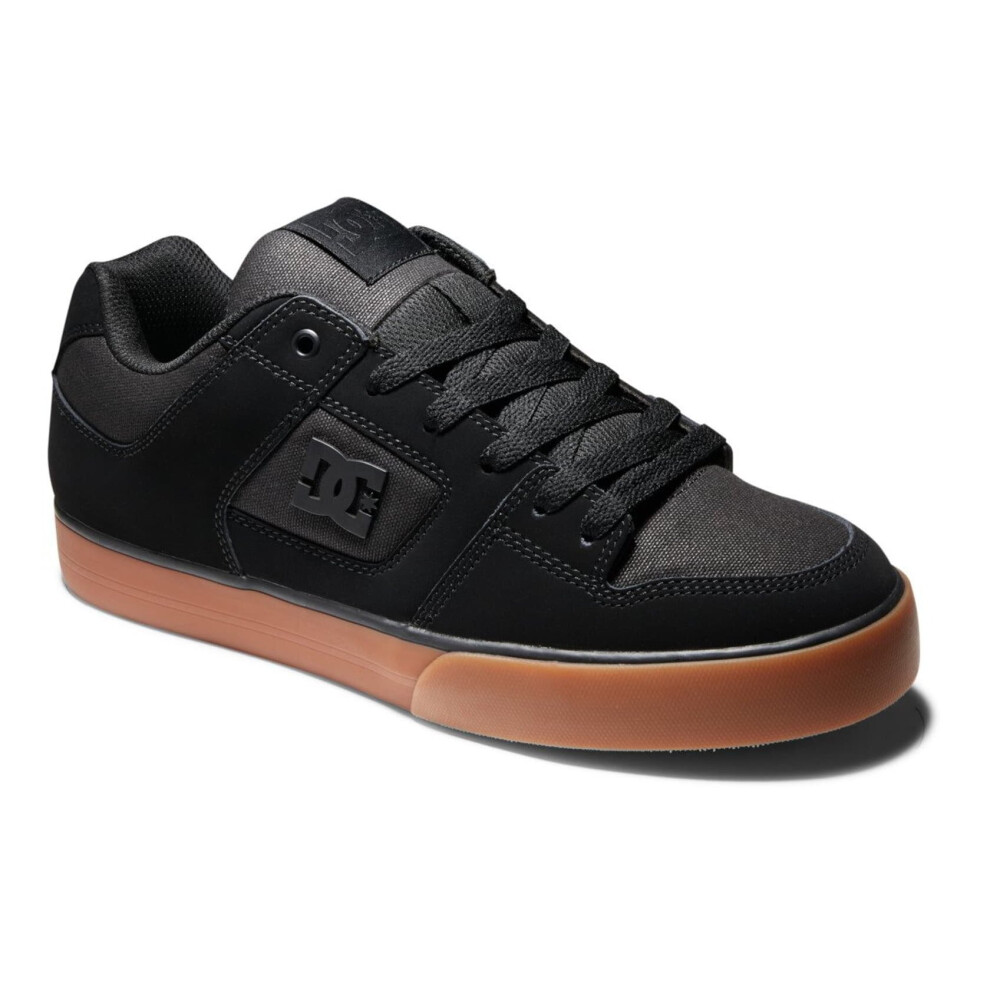 (Black Gum, UK 12) DC Pure Mens Black Gum Leather Skate Shoes Trainers