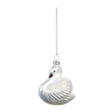 Christmas Tree Decorations Bauble 85mm Matte White Glass Swan Premier G221201