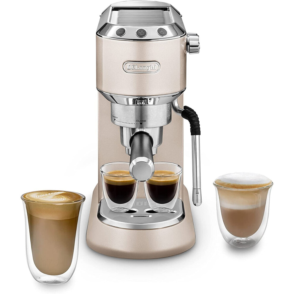 De'Longhi Dedica Arte EC885.BG, Traditional Pump Coffee Maker, Manual Coffee Maker, Steam Wand My LatteArt, Design