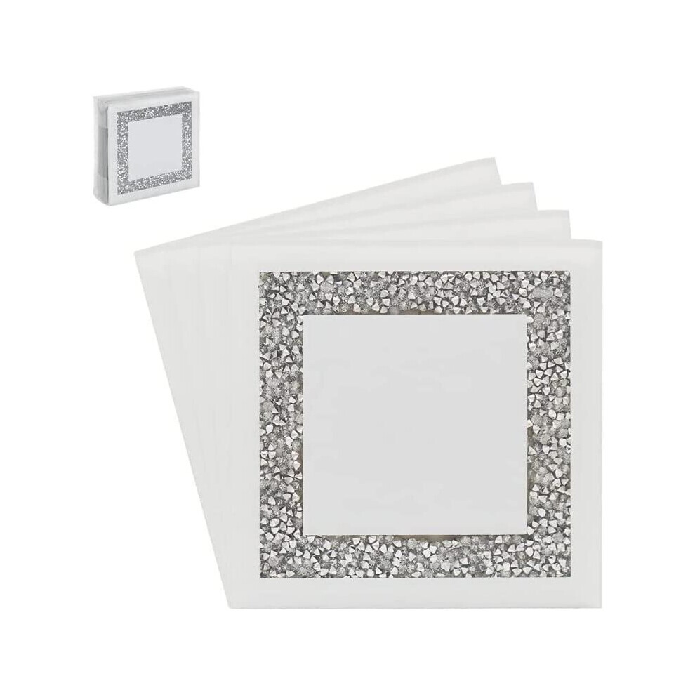 WHITE CRYSTAL COASTERS SET OF 4