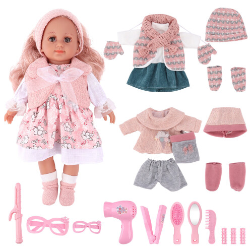 Baby Dolls Toy for Girls Dress-Up Doll 3 Set Dolls Clothes for Toddler Kids Gift for Christmas Birthdays