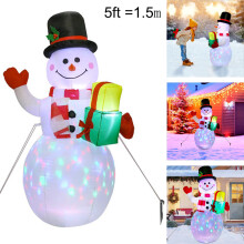 Bonhomme de neige gonflable de 5 pieds avec lumières LED rotatives Décoration de Noël