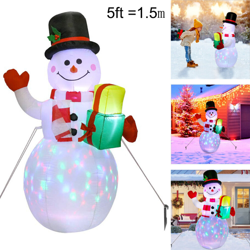 5ft Inflatable Snowman with Rotating LED Lights Christmas Decoration