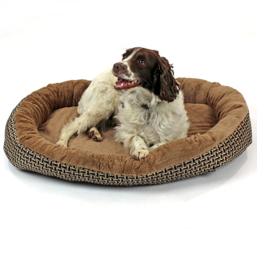Large Dog bed with Orthopaedic Fleece Lining in Jute brown Actiaspet