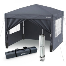 VOUNOT Gazebo Pop Up 3m x 3m com laterais e 4 sacos de peso e saco de transporte, cinzento