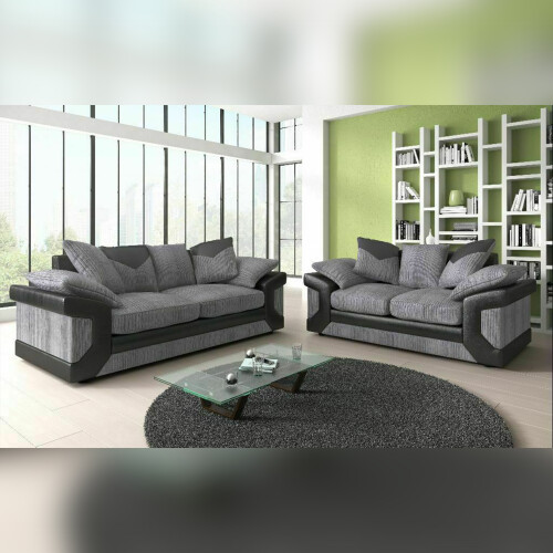 MN Furniture (Black Grey, 3+2 Seated) Modern Denver 3+2 and Corner Luxuries Sofa