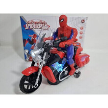 Spiderman Action Figure & Motorbike Flashing Light & Music Sound Bump