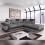 MN Furniture (Black Grey, Right Corner Sofa) Modern Denver 3+2 and Corner Luxuries Sofa 1