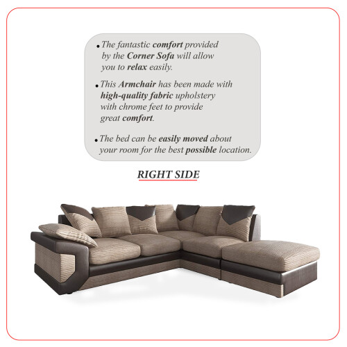 MN Furniture (Beige Brown, Right Corner Sofa) Modern Denver 3+2 and Corner Luxuries Sofa 2
