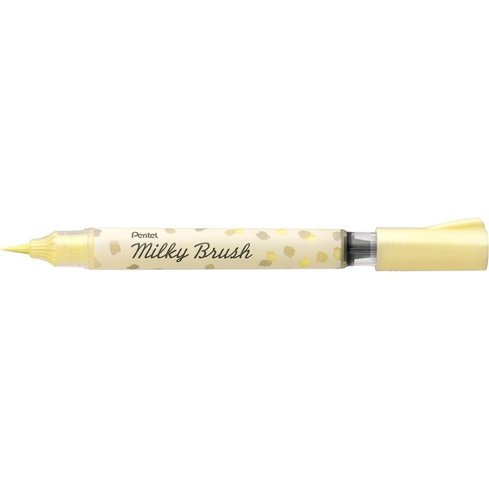 Pentel Arts Milky Brush Marker Pens - Pastel Ink - Fine To Wide Stroke - Pastel Yellow