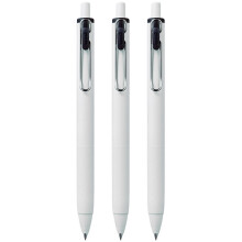Uni-Ball UMN-S-05 Retractable Gel Ink Rollerball Pens -  White Barrel - Black Ink - Pack of 3