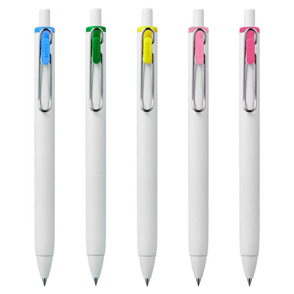 Uni-Ball UMN-S-05 Retractable Gel Ink Rollerball Pens - White Barrel - Tropical Set of 5