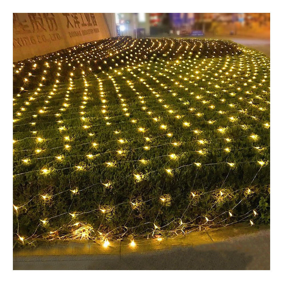 (Warm White) 6X4M LED Net Mesh String Light Christmas Fairy Light Garland Outdoor Garden Wedding Party Window Curtain