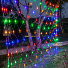 (Colorful) 6X4M LED Net Mesh String Light Christmas Fairy Light Garland Outdoor Garden Wedding Party Window Curtain
