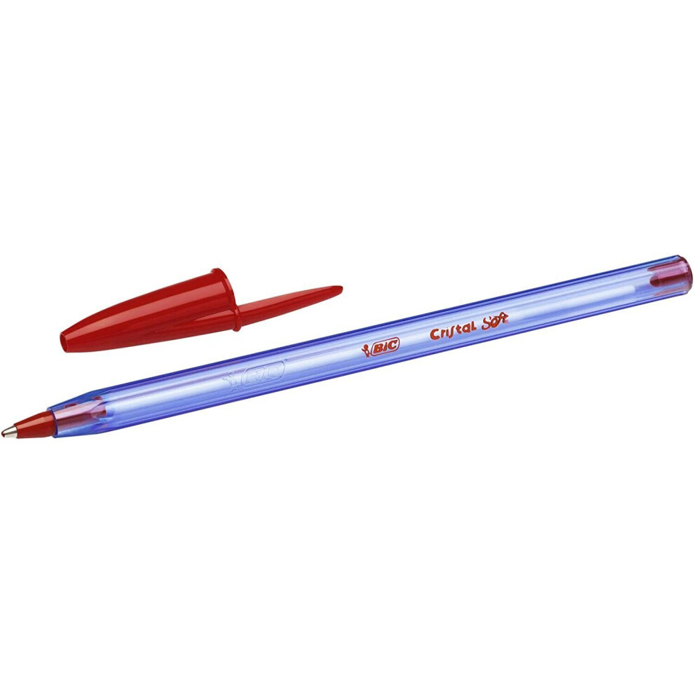 BIC Cristal Soft Ball Pens - Medium Point (1.2mm) - Red Ink - Pack of 20