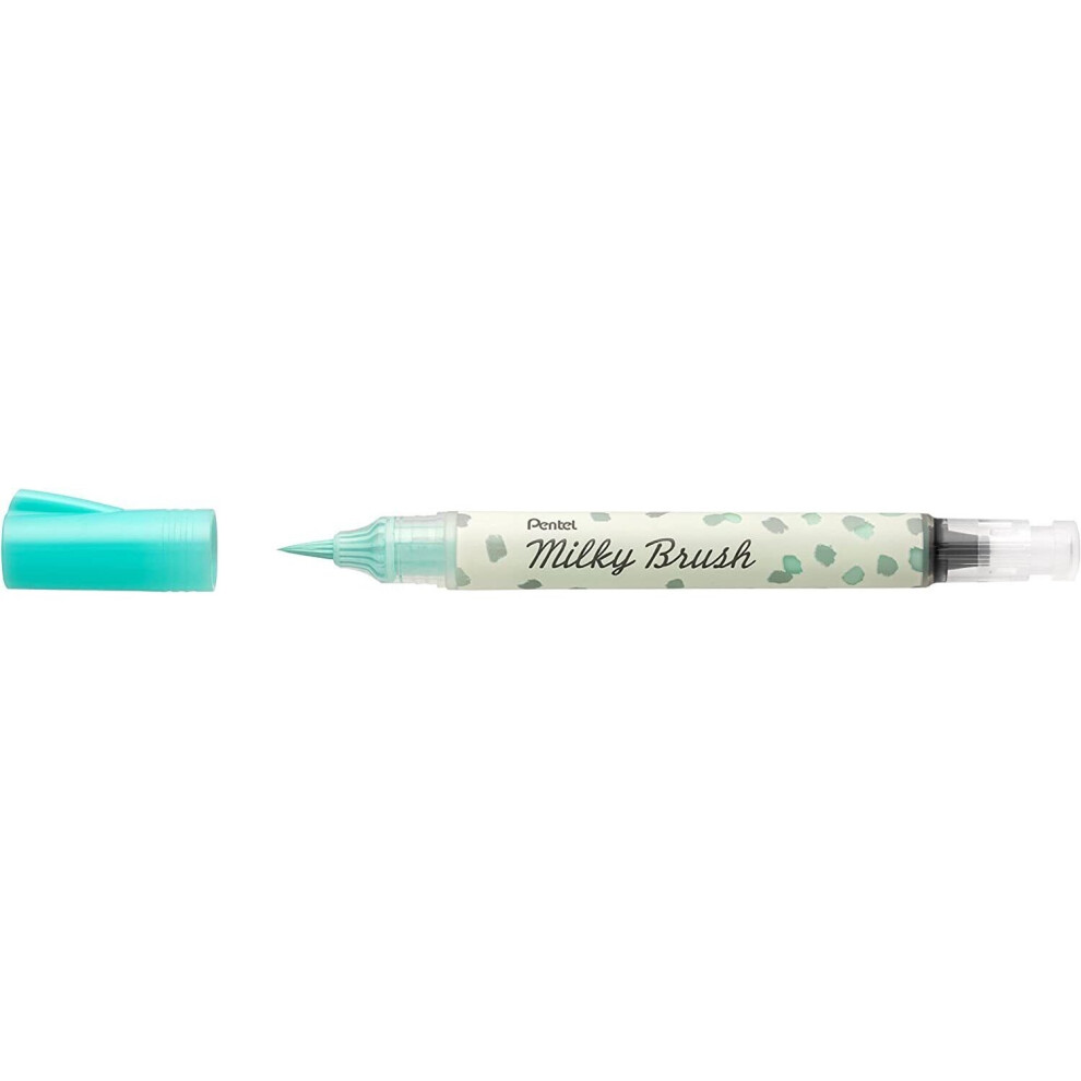 Pentel Arts Milky Brush Marker Pens - Pastel Ink - Fine to Wide Stroke - Pastel Mint Green