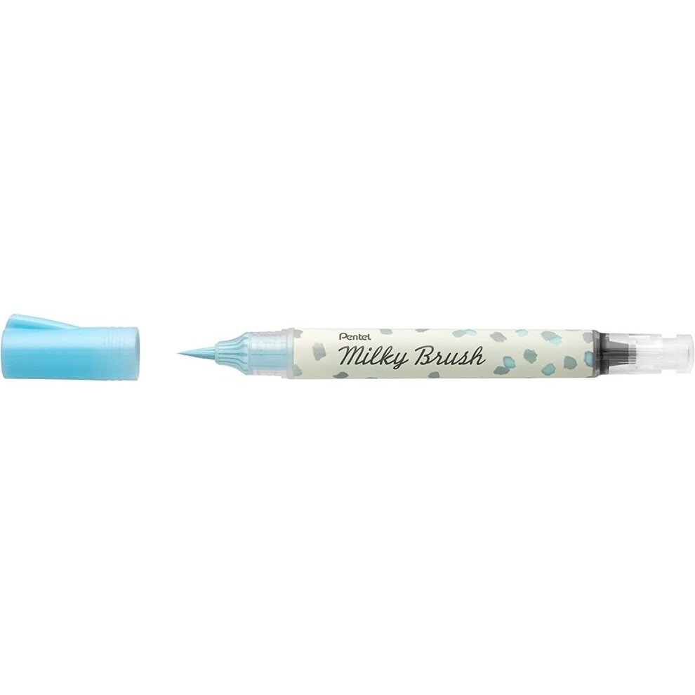Pentel Arts Milky Brush Marker Pens - Pastel Ink - Fine to Wide Stroke - Pastel Blue