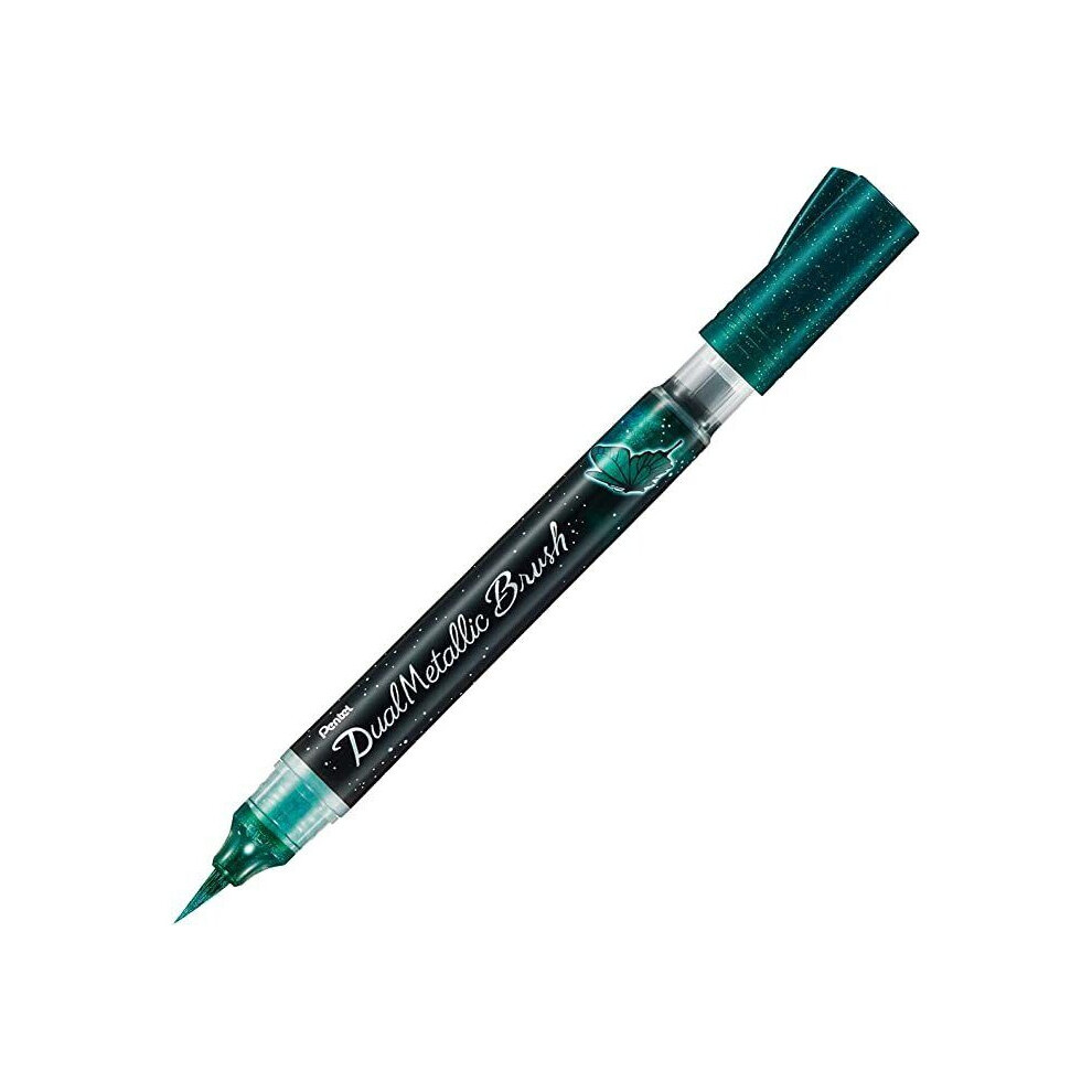 Pentel Arts - Dual Metallic Brush Pen - Single Blister - Green / Metallic Blue