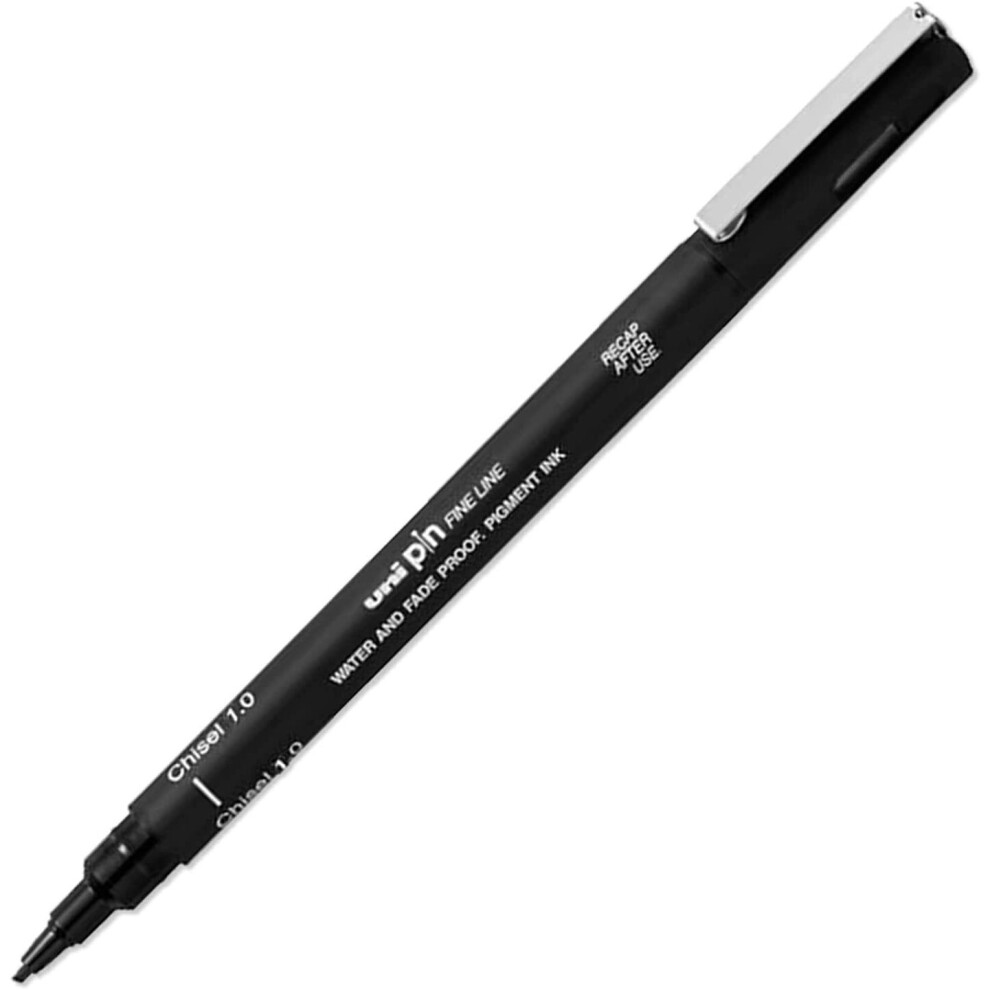 Uni-Ball Uni Pin Fineliner Drawing Pen - 1.0Mm Tip - Chisel Nib - Single Black