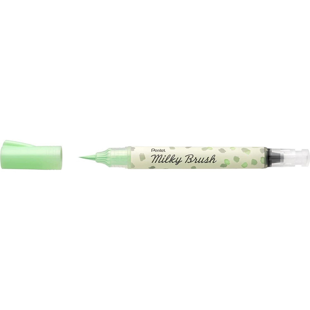 Pentel Arts Milky Brush Marker Pens - Pastel Ink - Fine to Wide Stroke - Pastel Green