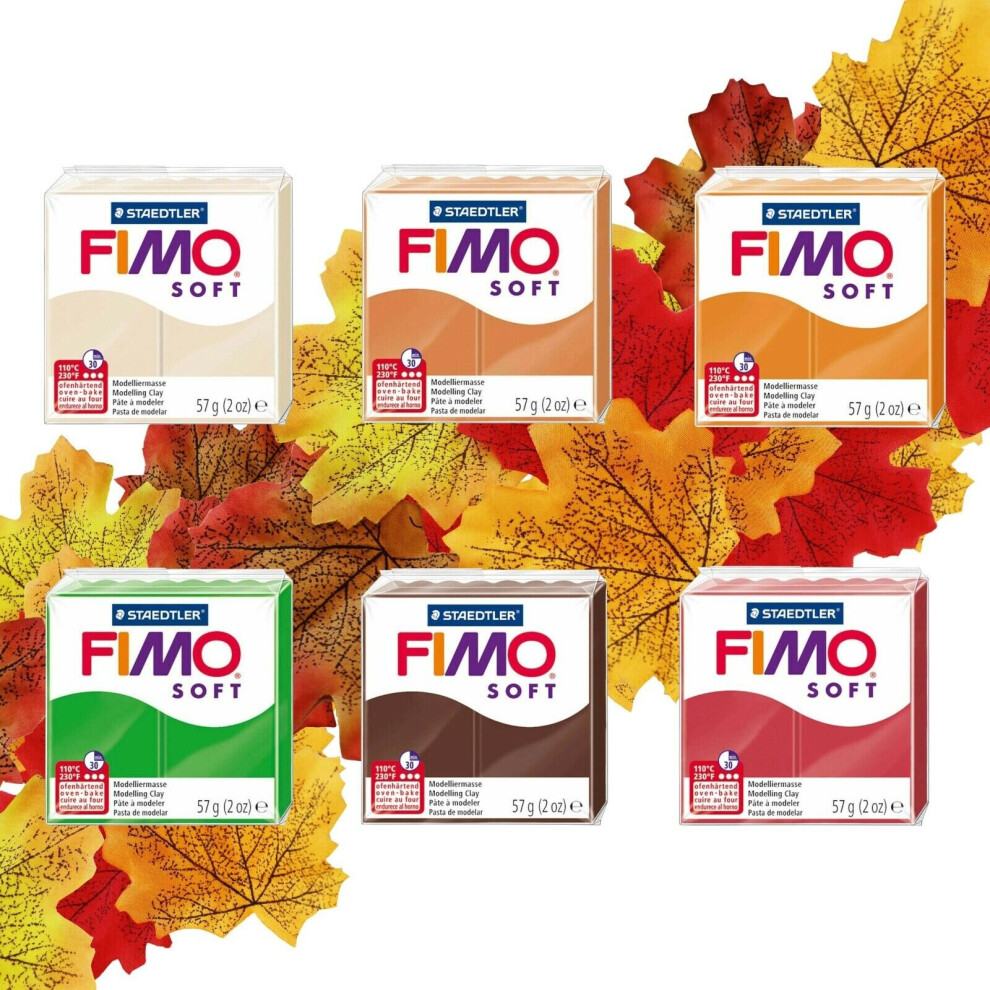 FIMO Soft Polymer Oven Modelling Clay - 57g - Autumn Tones - Set of 6 Colours