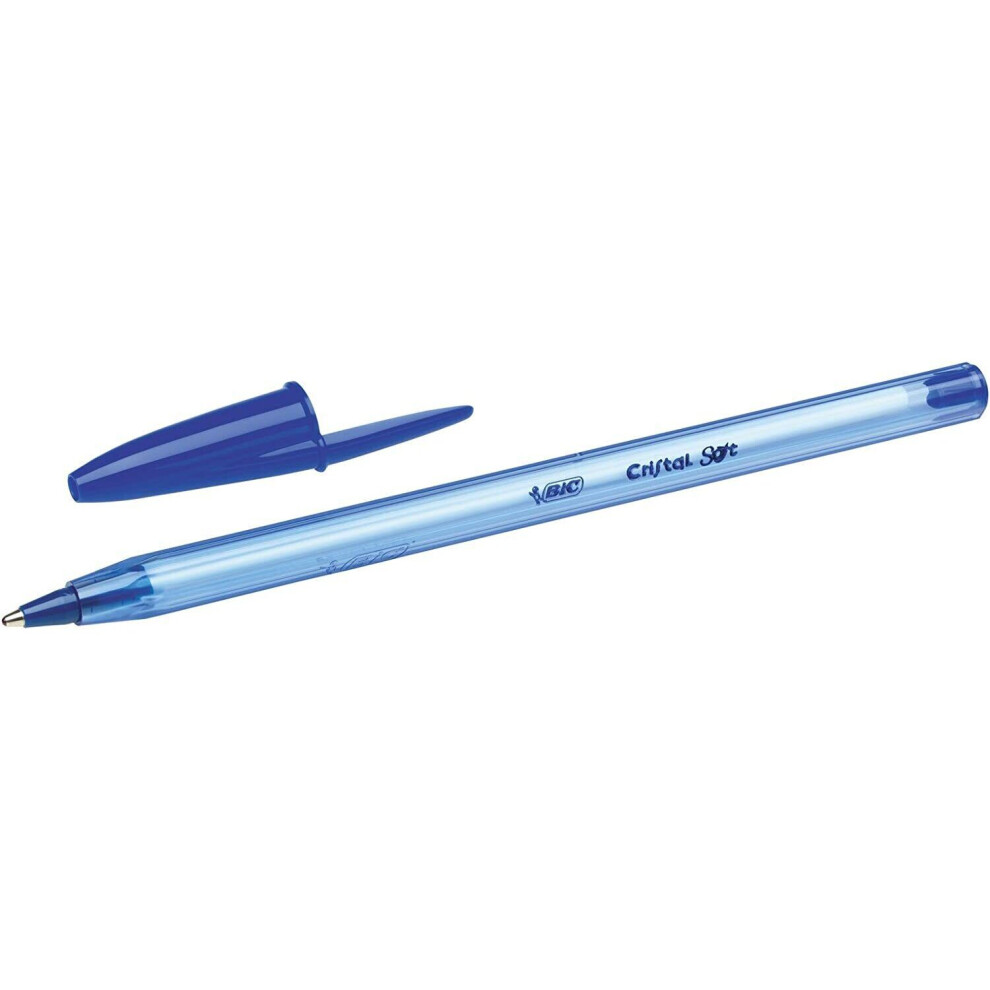 BIC Cristal Soft Ball Pens - Medium Point (1.2mm) - Blue Ink - Pack of 20