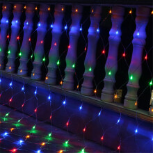(Multi-coloured, 3*2M) LED Net Mesh Light Christmas Window Curtain String Light Outdoor Fairy Light Garland for Wedding Holiday Decor