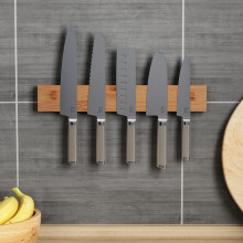 Bamboo Magnetic Knife Rack Wall Mounted Knife Holder Wooden Knife Bar