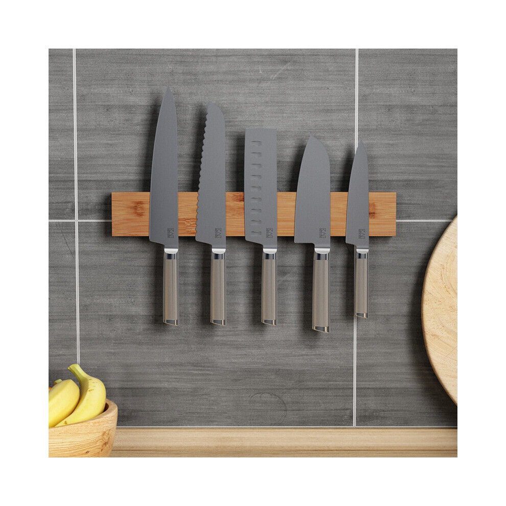 Bamboo Magnetic Knife Rack Wall Mounted Knife Holder Wooden Knife Bar