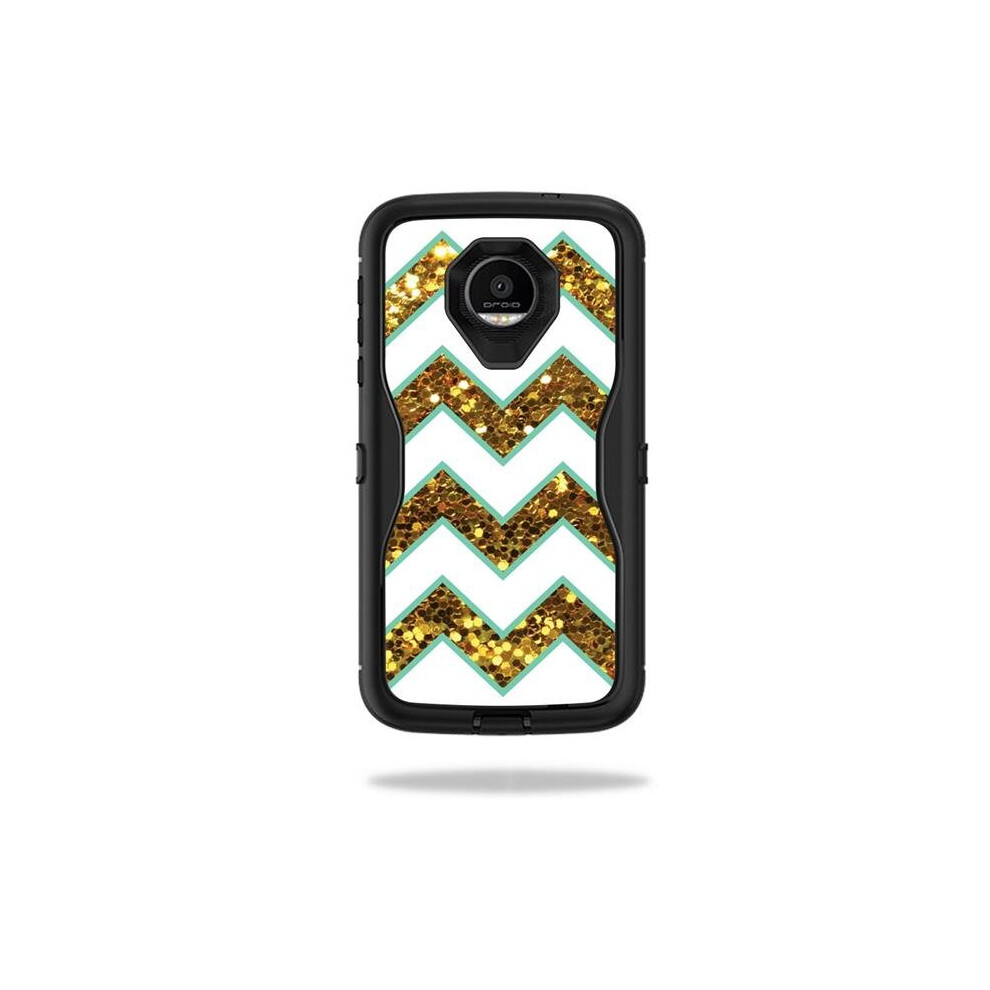 MightySkins OTDMOTOZF-Glitter Chevron Skin for Otterbox Defender Moto Z Force Case Wrap Cover Sticker - Glitter Chevron-image-OPC-PB27RQX-NEW
