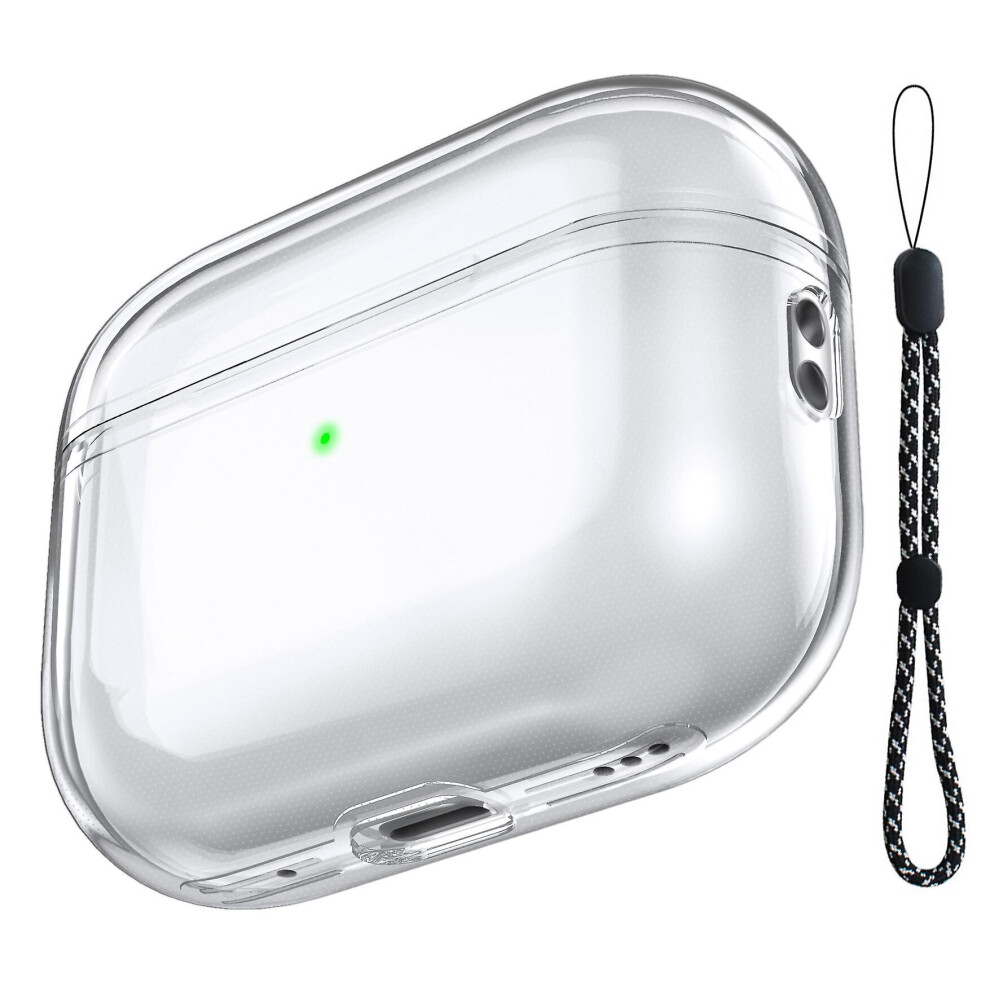 (Transparent) Earphone Case Shock Proof Tpu Protective Cover With Hand Strap For Airpods Pro 2 768679652035