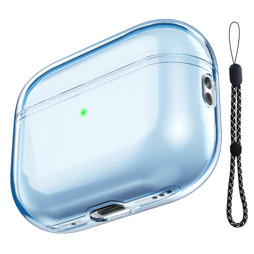 (Blue) Earphone Case Shock Proof Tpu Protective Cover With Hand Strap For Airpods Pro 2 Blue 768679652004