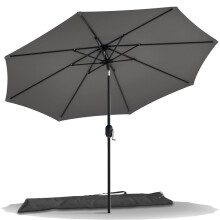 VOUNOT 2.7m Garden Parasol, Sunshade Patio Outdoor Tilting Umbrella with Crank Hanlde and Cover, Grey