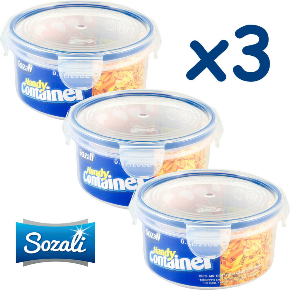 600ml Round Plastic Food Storage Containers Airtight Clip Lock Lock