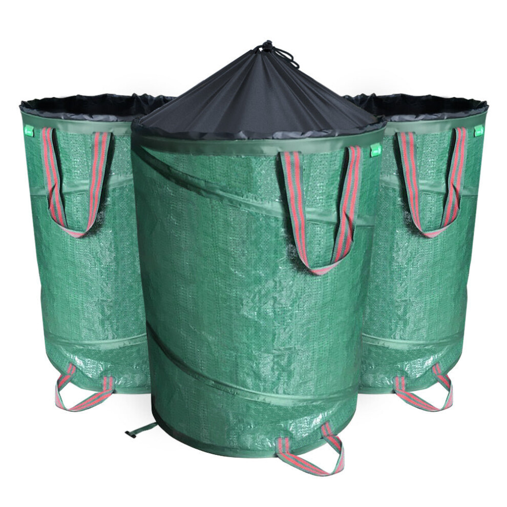 Vounot 3X Garden Bags Pop-Up 170L With Handles, Reusable Garden Waste Sacks