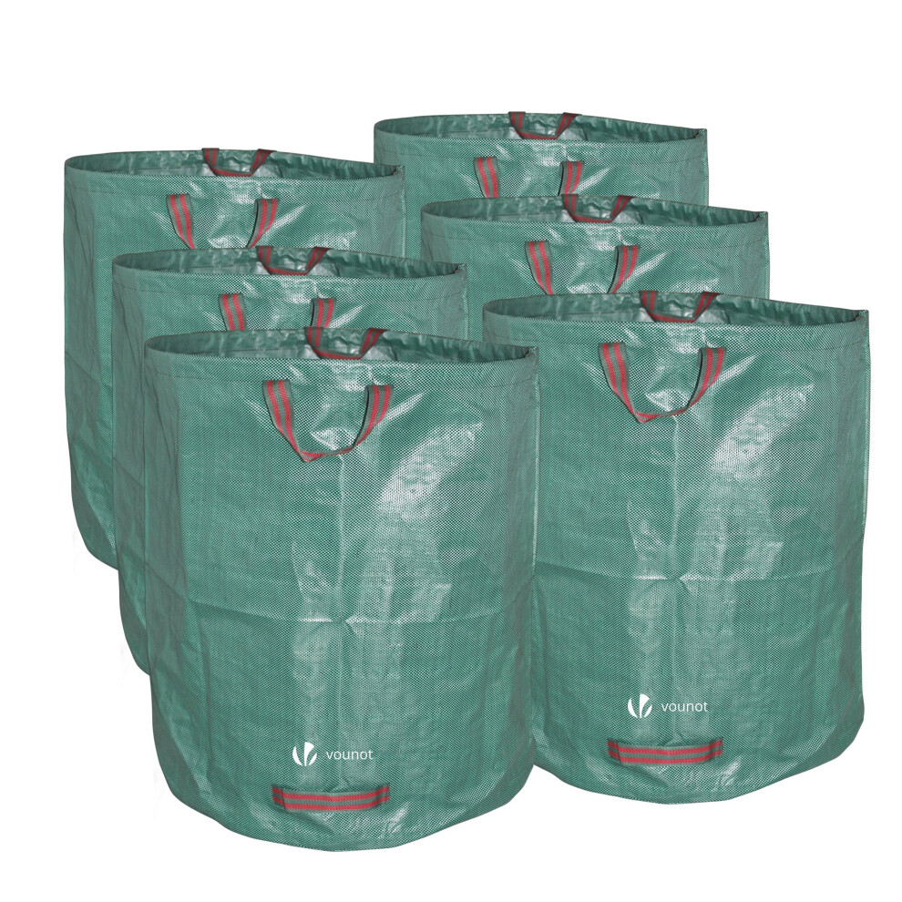 VOUNOT 272L Large Garden Waste Bags with Handles, Green, 6pcs