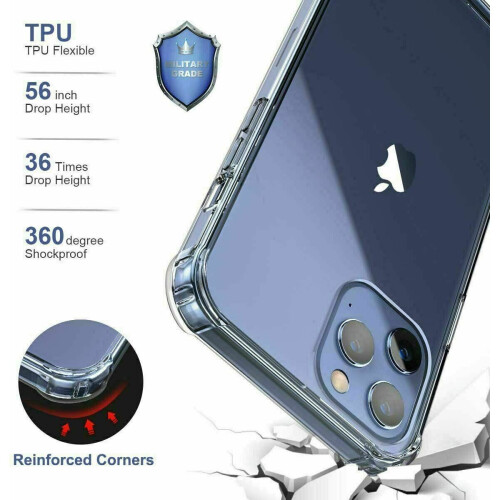 (Iphone 11) Clear Silicone Case For iPhone 12/12Pro, 11 XR Shockproof Cover Edge 2