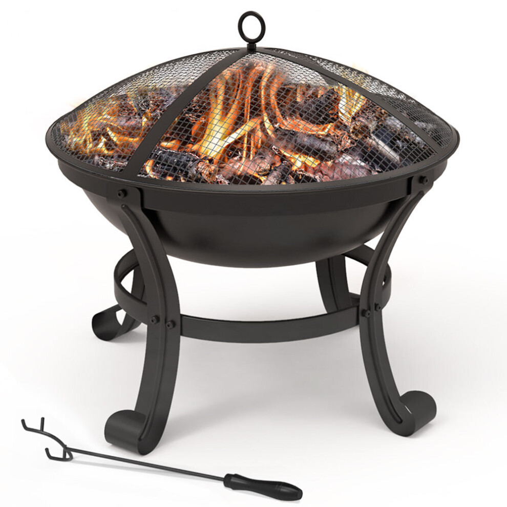 VOUNOT Fire Pit for Garden Patio Heater Charcoal Log Wood Burner Fire Bowl 55cm