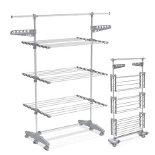 VOUNOT Large 3 Tier Clothes Airer, Laundry Drying Rack Foldable Stainless Steel Clothes Horse