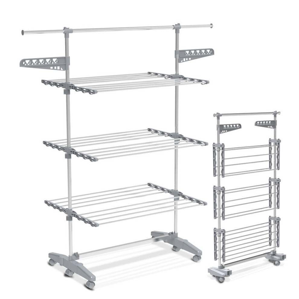 Vounot Large 3 Tier Clothes Airer, Laundry Drying Rack Foldable Stainless Steel Clothes Horse